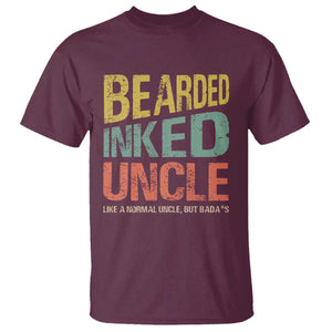 Funny Bearded Inked Uncle Like A Normal Uncle But Badass T Shirt Father's Day TS11 Maroon Print Your Wear