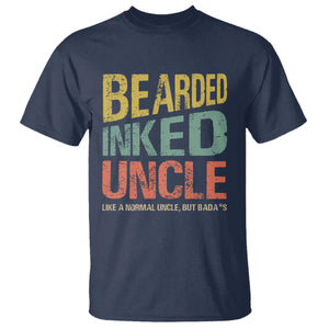 Funny Bearded Inked Uncle Like A Normal Uncle But Badass T Shirt Father's Day TS11 Navy Print Your Wear