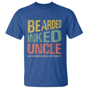 Funny Bearded Inked Uncle Like A Normal Uncle But Badass T Shirt Father's Day TS11 Royal Blue Print Your Wear