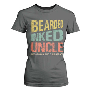 Funny Bearded Inked Uncle Like A Normal Uncle But Badass T Shirt For Women Father's Day TS11 Dark Heather Print Your Wear