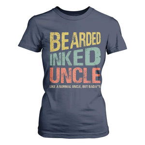 Funny Bearded Inked Uncle Like A Normal Uncle But Badass T Shirt For Women Father's Day TS11 Navy Print Your Wear
