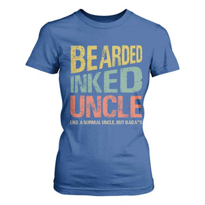 Funny Bearded Inked Uncle Like A Normal Uncle But Badass T Shirt For Women Father's Day TS11 Royal Blue Print Your Wear