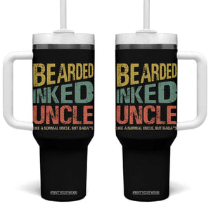 Funny Bearded Inked Uncle Like A Normal Uncle But Badass Tumbler With Handle Father's Day TS11 One Size: 40 oz Black Print Your Wear