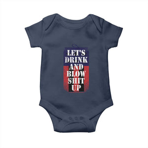 Funny Beer American Flag 4th of July Baby Onesie Merica Drinking USA TS10 Navy Print Your Wear