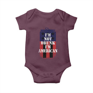 Funny Beer American Flag 4th of July Baby Onesie Not Drunk I am American Merica USA TS10 Maroon Print Your Wear