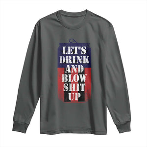 Funny Beer American Flag 4th of July Long Sleeve Shirt Merica Drinking USA TS10 Dark Heather Print Your Wear