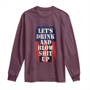 Funny Beer American Flag 4th of July Long Sleeve Shirt Merica Drinking USA TS10 Maroon Print Your Wear