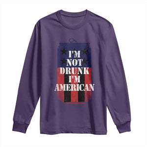 Funny Beer American Flag 4th of July Long Sleeve Shirt Not Drunk I am American Merica USA TS10 Purple Print Your Wear