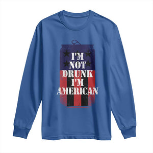 Funny Beer American Flag 4th of July Long Sleeve Shirt Not Drunk I am American Merica USA TS10 Royal Blue Print Your Wear