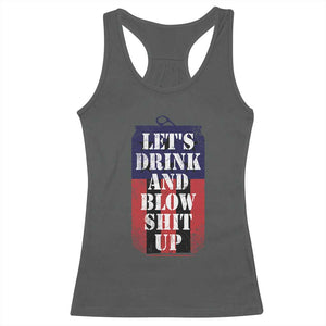 Funny Beer American Flag 4th of July Racerback Tank Top Merica Drinking USA TS10 Dark Heather Print Your Wear