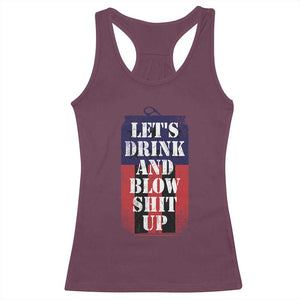 Funny Beer American Flag 4th of July Racerback Tank Top Merica Drinking USA TS10 Maroon Print Your Wear