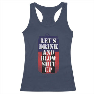 Funny Beer American Flag 4th of July Racerback Tank Top Merica Drinking USA TS10 Navy Print Your Wear