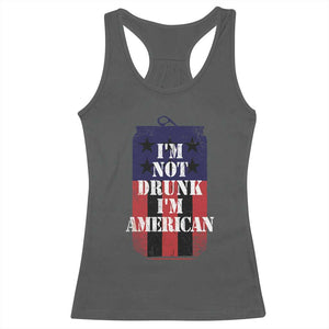 Funny Beer American Flag 4th of July Racerback Tank Top Not Drunk I am American Merica USA TS10 Dark Heather Print Your Wear
