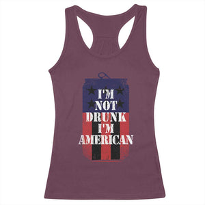 Funny Beer American Flag 4th of July Racerback Tank Top Not Drunk I am American Merica USA TS10 Maroon Print Your Wear
