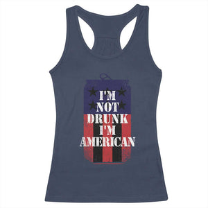 Funny Beer American Flag 4th of July Racerback Tank Top Not Drunk I am American Merica USA TS10 Navy Print Your Wear