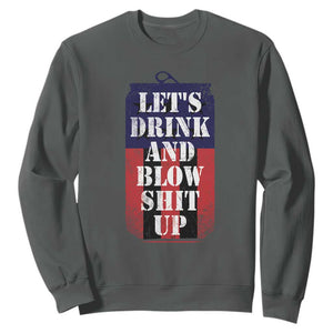 Funny Beer American Flag 4th of July Sweatshirt Merica Drinking USA TS10 Dark Heather Print Your Wear