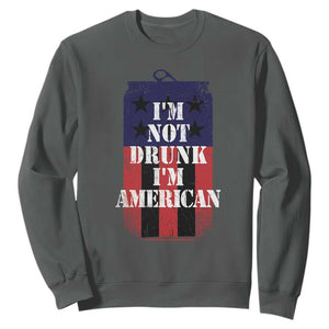 Funny Beer American Flag 4th of July Sweatshirt Not Drunk I am American Merica USA TS10 Dark Heather Print Your Wear