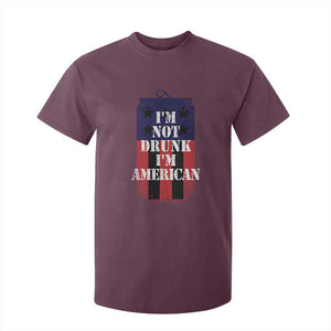 Funny Beer American Flag 4th of July T Shirt For Kid Not Drunk I am American Merica USA TS10 Maroon Print Your Wear