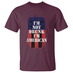 Funny Beer American Flag 4th of July T Shirt Not Drunk I am American Merica USA TS10 Maroon Print Your Wear