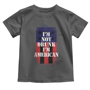 Funny Beer American Flag 4th of July Toddler T Shirt Not Drunk I am American Merica USA TS10 Dark Heather Print Your Wear
