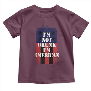 Funny Beer American Flag 4th of July Toddler T Shirt Not Drunk I am American Merica USA TS10 Maroon Print Your Wear