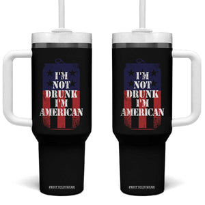 Funny Beer American Flag 4th of July Tumbler With Handle Not Drunk I am American Merica USA TS10 One Size: 40 oz Black Print Your Wear