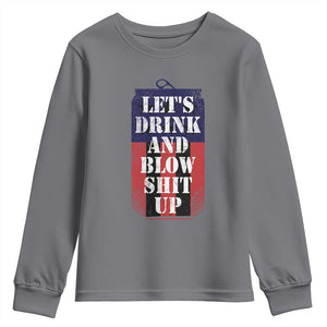 Funny Beer American Flag 4th of July Youth Sweatshirt Merica Drinking USA TS10 Charcoal Print Your Wear