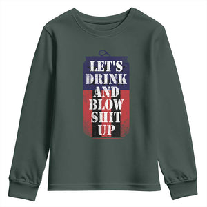 Funny Beer American Flag 4th of July Youth Sweatshirt Merica Drinking USA TS10 Dark Forest Green Print Your Wear