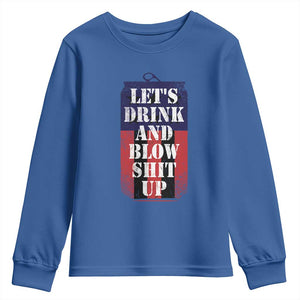 Funny Beer American Flag 4th of July Youth Sweatshirt Merica Drinking USA TS10 Royal Blue Print Your Wear