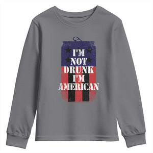 Funny Beer American Flag 4th of July Youth Sweatshirt Not Drunk I am American Merica USA TS10 Charcoal Print Your Wear