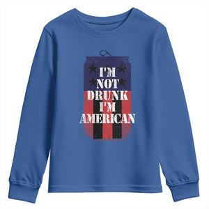 Funny Beer American Flag 4th of July Youth Sweatshirt Not Drunk I am American Merica USA TS10 Royal Blue Print Your Wear
