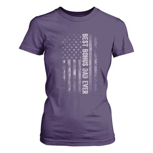 Funny Best Bonus Dad Ever T Shirt For Women Fathers Day American Flag TS11 Purple Print Your Wear