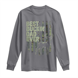 Funny Best Buckin Dad Ever Long Sleeve Shirt Deer Hunting Camo American Flag TS11 Charcoal Print Your Wear