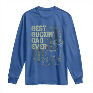 Funny Best Buckin Dad Ever Long Sleeve Shirt Deer Hunting Camo American Flag TS11 Royal Blue Print Your Wear