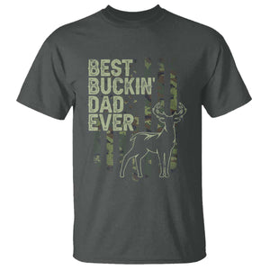 Funny Best Buckin Dad Ever T Shirt Deer Hunting Camo American Flag TS11 Dark Heather Print Your Wear