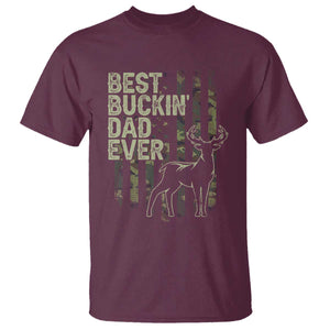 Funny Best Buckin Dad Ever T Shirt Deer Hunting Camo American Flag TS11 Maroon Print Your Wear