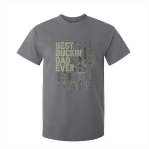Funny Best Buckin Dad Ever T Shirt For Kid Deer Hunting Camo American Flag TS11 Charcoal Print Your Wear
