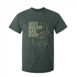Funny Best Buckin Dad Ever T Shirt For Kid Deer Hunting Camo American Flag TS11 Dark Forest Green Print Your Wear