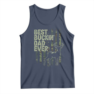 Funny Best Buckin Dad Ever Tank Top Deer Hunting Camo American Flag TS11 Navy Print Your Wear