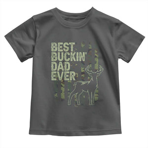 Funny Best Buckin Dad Ever Toddler T Shirt Deer Hunting Camo American Flag TS11 Dark Heather Print Your Wear