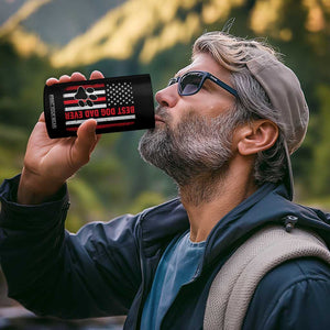 Funny Best Dog Dad Ever 4 in 1 Can Cooler Tumbler Fathers Day Vintage American Flag Paw Prints TS11 Print Your Wear