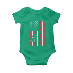 Funny Best Dog Dad Ever Baby Onesie Fathers Day Vintage American Flag Paw Prints TS11 Irish Green Print Your Wear