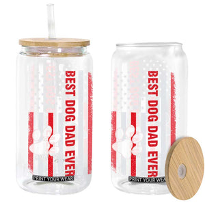 Funny Best Dog Dad Ever Glass Can Fathers Day Vintage American Flag Paw Prints TS11 Black Print Your Wear