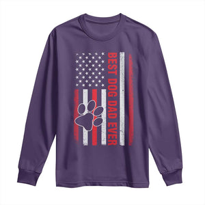 Funny Best Dog Dad Ever Long Sleeve Shirt Fathers Day Vintage American Flag Paw Prints TS11 Purple Print Your Wear