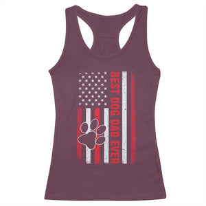 Funny Best Dog Dad Ever Racerback Tank Top Fathers Day Vintage American Flag Paw Prints TS11 Maroon Print Your Wear