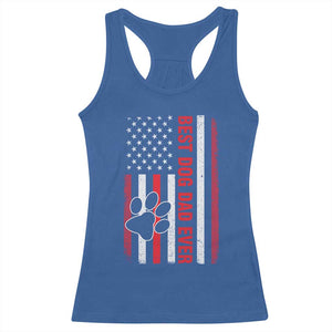 Funny Best Dog Dad Ever Racerback Tank Top Fathers Day Vintage American Flag Paw Prints TS11 Royal Blue Print Your Wear
