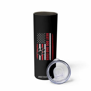 Funny Best Dog Dad Ever Skinny Tumbler Fathers Day Vintage American Flag Paw Prints TS11 Print Your Wear