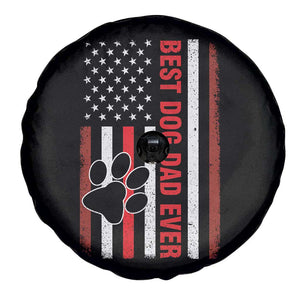 Funny Best Dog Dad Ever Spare Tire Cover Fathers Day Vintage American Flag Paw Prints TS11 Print Your Wear