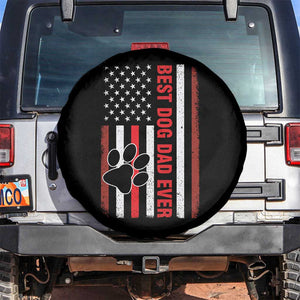 Funny Best Dog Dad Ever Spare Tire Cover Fathers Day Vintage American Flag Paw Prints TS11 No hole Black Print Your Wear