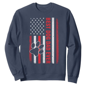Funny Best Dog Dad Ever Sweatshirt Fathers Day Vintage American Flag Paw Prints TS11 Navy Print Your Wear
